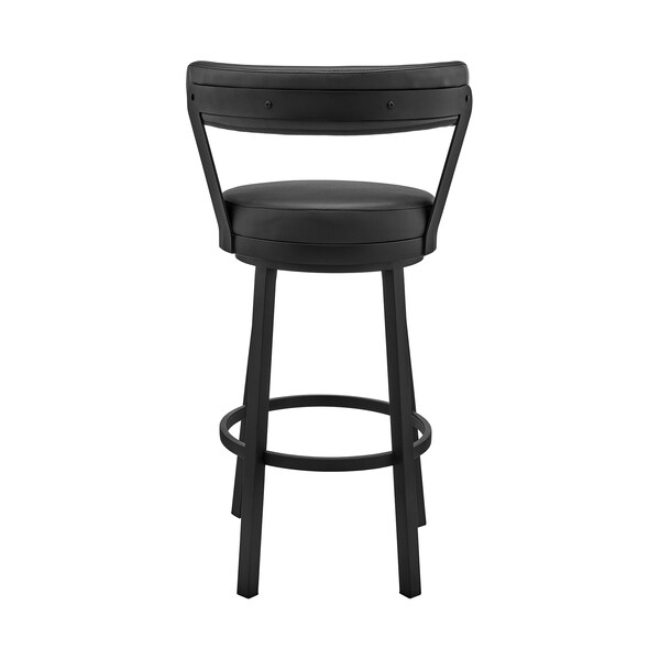 Armen Living Bryant 26" Counter Height Swivel Bar Stool in Black Finish and Black Faux Leather - LCBYBABLBL26