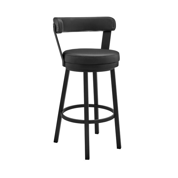 Armen Living Bryant 26" Counter Height Swivel Bar Stool in Black Finish and Black Faux Leather - LCBYBABLBL26