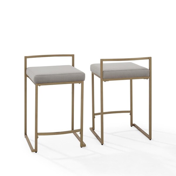 Kd Aparador Harlowe Counter Stool Set, Gray & Gold - 2 Piece - KD3051584