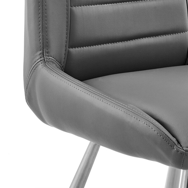 Armen Living Arizona 26" Counter Height Bar Stool in Charcoal Faux Leather and Brushed Stainless Steel Finish - LCAZBAGR26