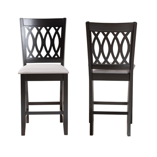 Baxton Studio Florencia Modern Grey Fabric and Espresso Brown Finished Wood 2-Piece Counter Stool Set - 231-2PC-13187-ZORO