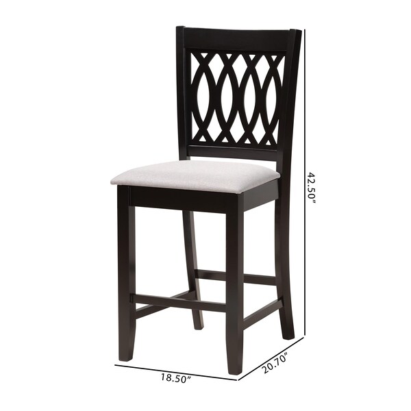 Baxton Studio Florencia Modern Grey Fabric and Espresso Brown Finished Wood 2-Piece Counter Stool Set - 231-2PC-13187-ZORO