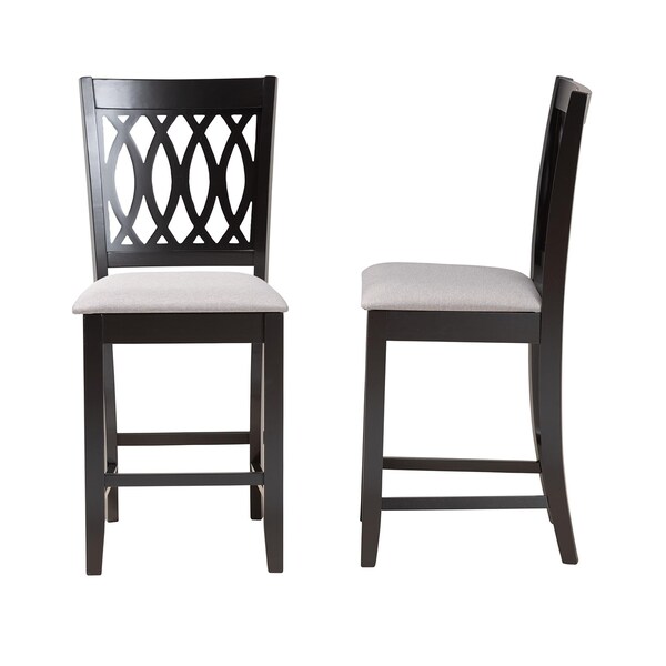 Baxton Studio Florencia Modern Grey Fabric and Espresso Brown Finished Wood 2-Piece Counter Stool Set - 231-2PC-13187-ZORO