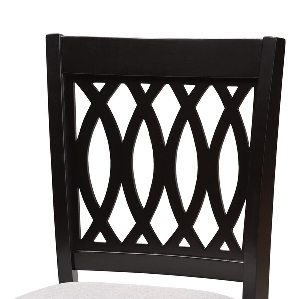 Baxton Studio Florencia Modern Grey Fabric and Espresso Brown Finished Wood 2-Piece Counter Stool Set - 231-2PC-13187-ZORO