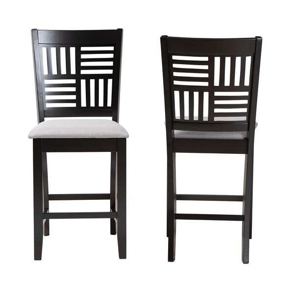 Baxton Studio Deanna Modern Grey Fabric and Dark Brown Finished Wood 2-Piece Counter Stool Set, PR - 232-2PC-13204-ZORO