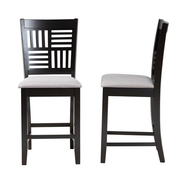 Baxton Studio Deanna Modern Grey Fabric and Dark Brown Finished Wood 2-Piece Counter Stool Set, PR - 232-2PC-13204-ZORO