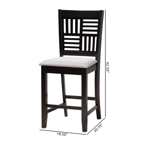 Baxton Studio Deanna Modern Grey Fabric and Dark Brown Finished Wood 2-Piece Counter Stool Set, PR - 232-2PC-13204-ZORO