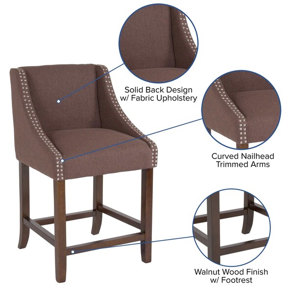 Flash Furniture Brown Fabric/Wood Stool, 24 - CH-182020-24-BN-F-GG