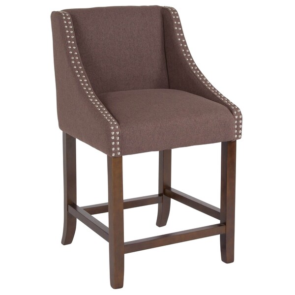 Flash Furniture Brown Fabric/Wood Stool, 24 - CH-182020-24-BN-F-GG