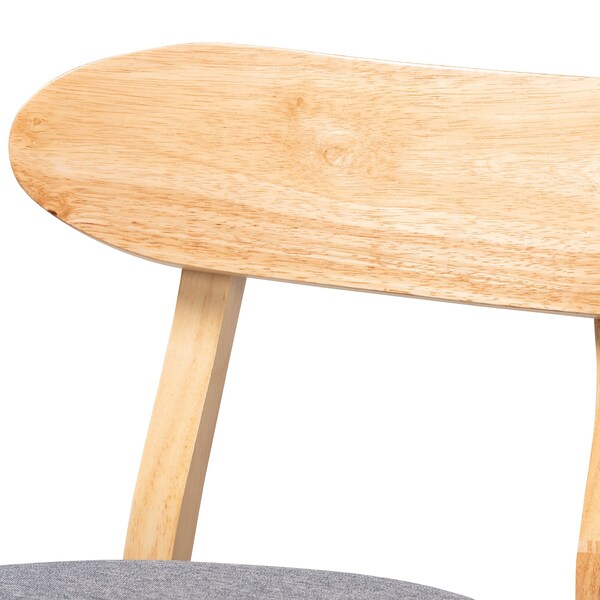 Baxton Studio Ulyana Mid-Century Modern Grey Fabric and Natural Brown Finished Wood 2-Piece Counter Stool Set, PR - 230-2PC-13197-ZORO