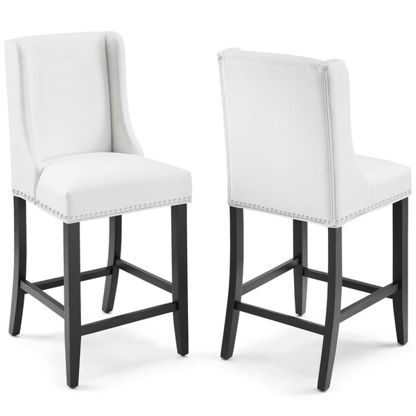 Modway Furniture Baron Counter Stool for Faux Leather, White - Set of 2 - EEI-4017-WHI