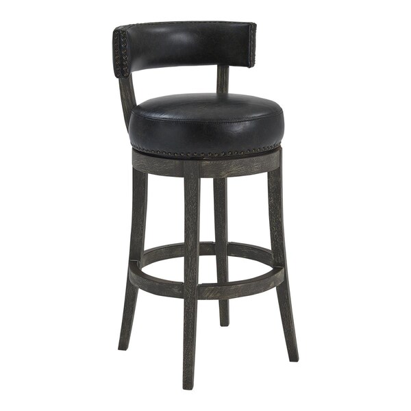 Homeroots 30 in. Brown Onyx Faux Leather Swivel Counter Stool - 477290