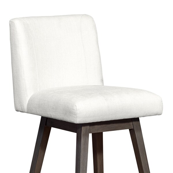 Armen Living Basila Swivel Counter Stool in Gray Oak Wood Finish with Pearl Fabric - 840254332218