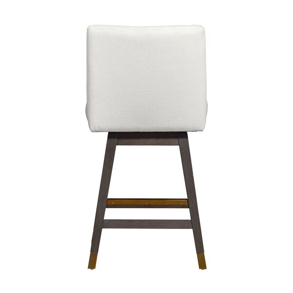 Armen Living Basila Swivel Counter Stool in Gray Oak Wood Finish with Pearl Fabric - 840254332218
