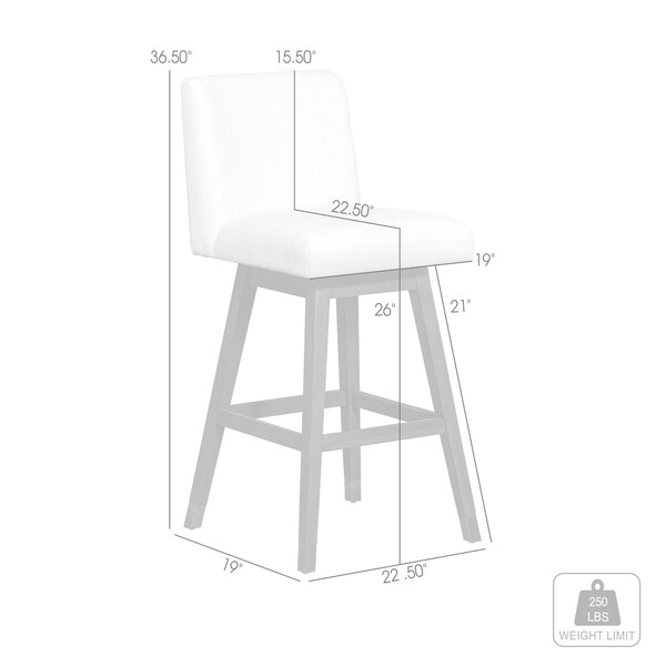 Armen Living Basila Swivel Counter Stool in Gray Oak Wood Finish with Pearl Fabric - 840254332218