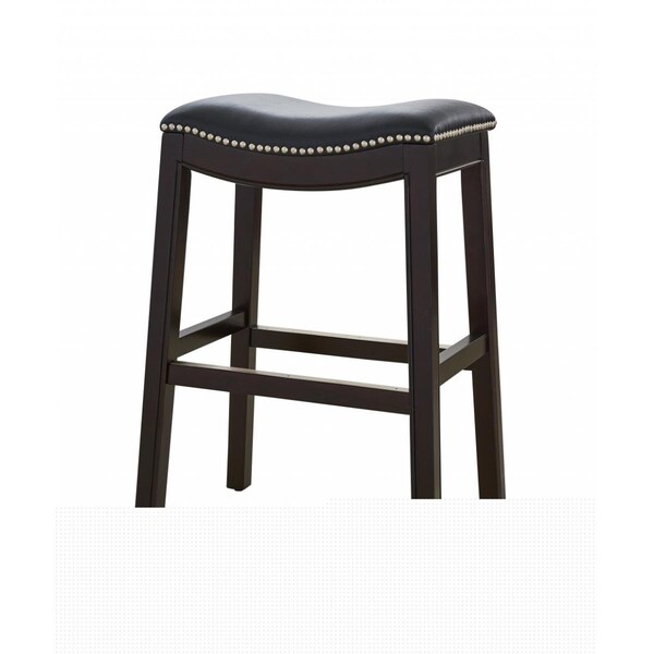Homeroots 25 x 20.5 x 14.25 in. Black Saddle Counter Height Bar Stool, Espresso - 384140