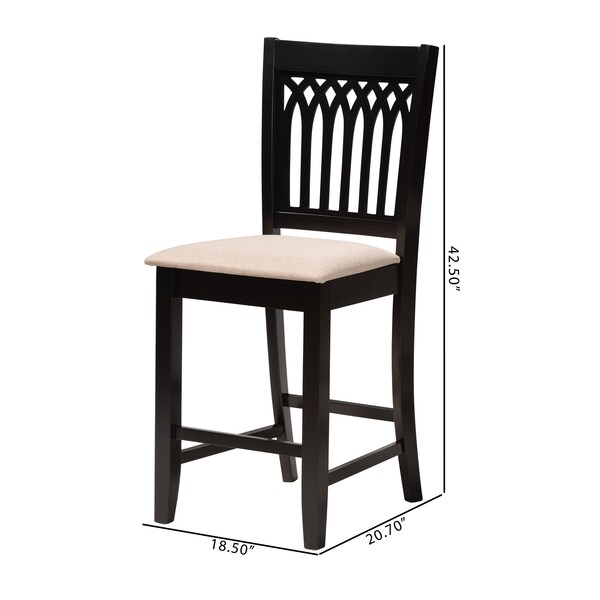 Baxton Studio Genesis Modern Beige Fabric and Dark Brown Finished Wood 2-Piece Counter Stool Set, PR - 230-2PC-13209-ZORO