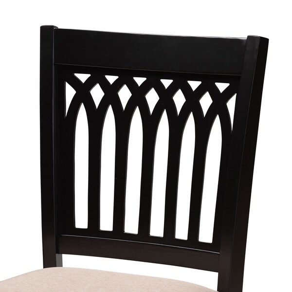 Baxton Studio Genesis Modern Beige Fabric and Dark Brown Finished Wood 2-Piece Counter Stool Set, PR - 230-2PC-13209-ZORO