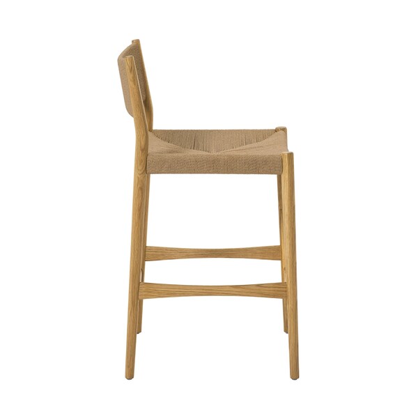 Armen Living Erie Woven Paper Cord and Oak Wood Counter Stool - LCERBANAT26