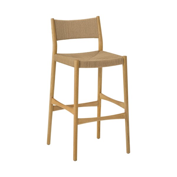 Armen Living Erie Woven Paper Cord and Oak Wood Counter Stool - LCERBANAT26