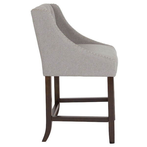 Flash Furniture Gray Fabric/Wood Stool, 24" - 2-CH-182020-T-24-LTGY-F-GG