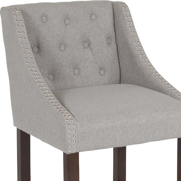 Flash Furniture Gray Fabric/Wood Stool, 24" - 2-CH-182020-T-24-LTGY-F-GG
