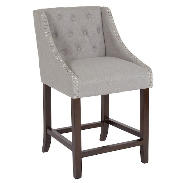 Flash Furniture Gray Fabric/Wood Stool, 24" - 2-CH-182020-T-24-LTGY-F-GG
