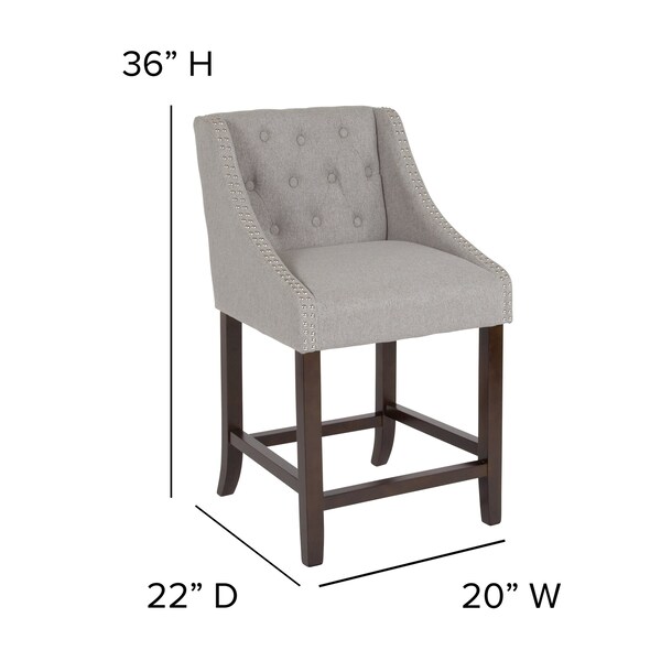 Flash Furniture Gray Fabric/Wood Stool, 24" - 2-CH-182020-T-24-LTGY-F-GG