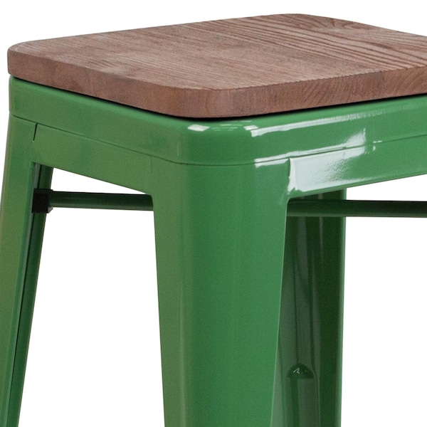 Flash Furniture Green Metal Counter Stool, 24" - 4-CH-31320-24-GN-WD-GG