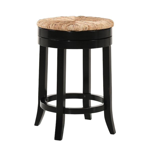 Carolina Chair & Table 24 in. Irving Swivel Rush Seat Counter Stool Antique Black - 1924R-AB