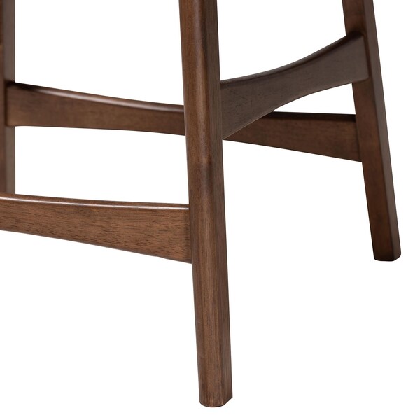 Baxton Studio Latina Black Upholstered Walnut Finishing 24in Counter Stool, PR - 123-6800