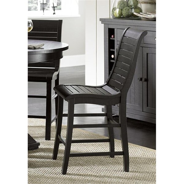 Progressive Furniture Willow Counter Chair, Distressed Black - 42 x 19 x 23 in., 2PK - P812-63