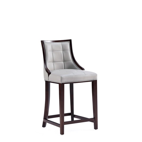Manhattan Comfort Fifth Avenue Faux Leather Counter Stool in Light Grey- Set of 3 - 3-CS012-LG