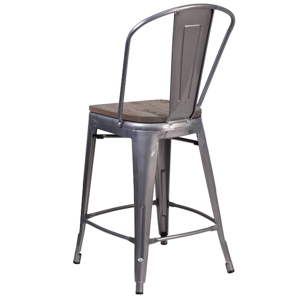 Flash Furniture Metal Counter Stool, Clear, 24" - XU-DG-TP001B-24-WD-GG