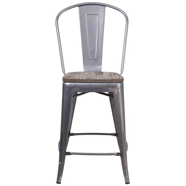 Flash Furniture Metal Counter Stool, Clear, 24" - XU-DG-TP001B-24-WD-GG