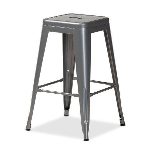 Baxton Studio Horton ModernIndustrial Grey Finished Metal 4-Piece Stackable Counter Stool Set - 192-4PC-12045-ZORO