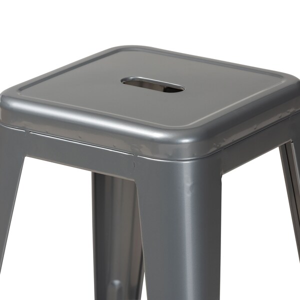 Baxton Studio Horton ModernIndustrial Grey Finished Metal 4-Piece Stackable Counter Stool Set - 192-4PC-12045-ZORO