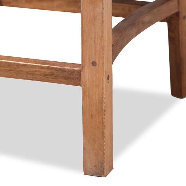 Baxton Studio Arthur MidCentury Modern Walnut Brown Mahogany Wood and Natural Rattan Counter Stool - 212-12811-ZORO