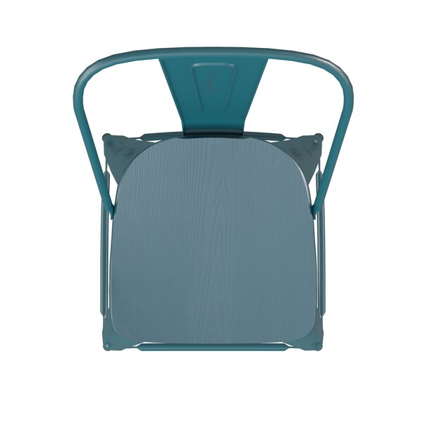 Flash Furniture Kelly Blue-Teal Metal Stool with Teal Poly Seat - ET-3534-24-KB-PL1C-GG