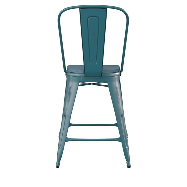 Flash Furniture Kelly Blue-Teal Metal Stool with Teal Poly Seat - ET-3534-24-KB-PL1C-GG