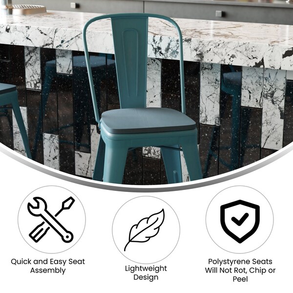 Flash Furniture Kelly Blue-Teal Metal Stool with Teal Poly Seat - ET-3534-24-KB-PL1C-GG