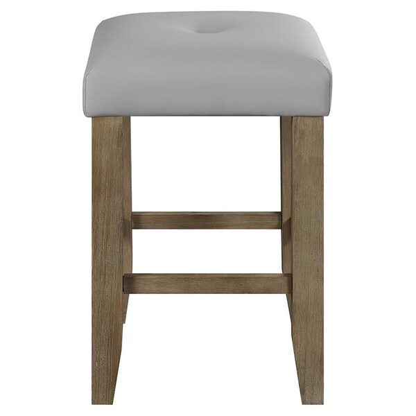 Acme Faux Leather Counter Height Stool in Gray and Oak, 2PK - ER-0114GY