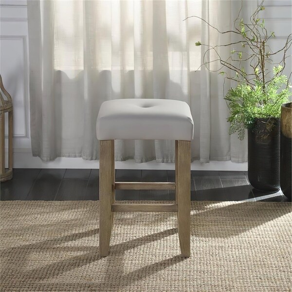 Acme Faux Leather Counter Height Stool in Gray and Oak, 2PK - ER-0114GY