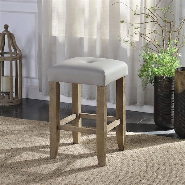 Acme Faux Leather Counter Height Stool in Gray and Oak, 2PK - ER-0114GY