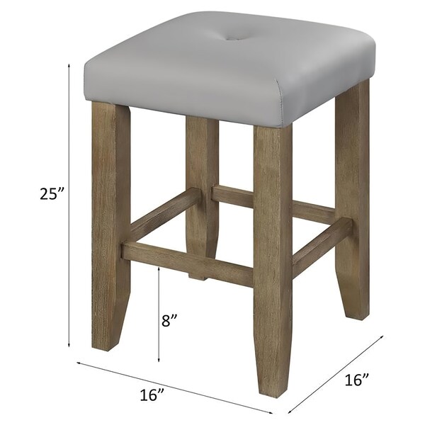 Acme Faux Leather Counter Height Stool in Gray and Oak, 2PK - ER-0114GY