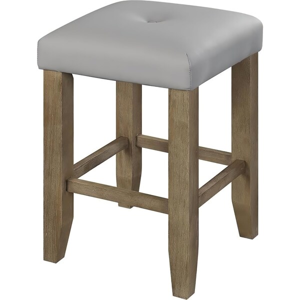 Acme Faux Leather Counter Height Stool in Gray and Oak, 2PK - ER-0114GY
