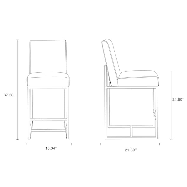 Manhattan Comfort Element 24" Faux Leather Counter Stool in Graphite and Polished Chrome (Set of 2) - 2-CS003-GP