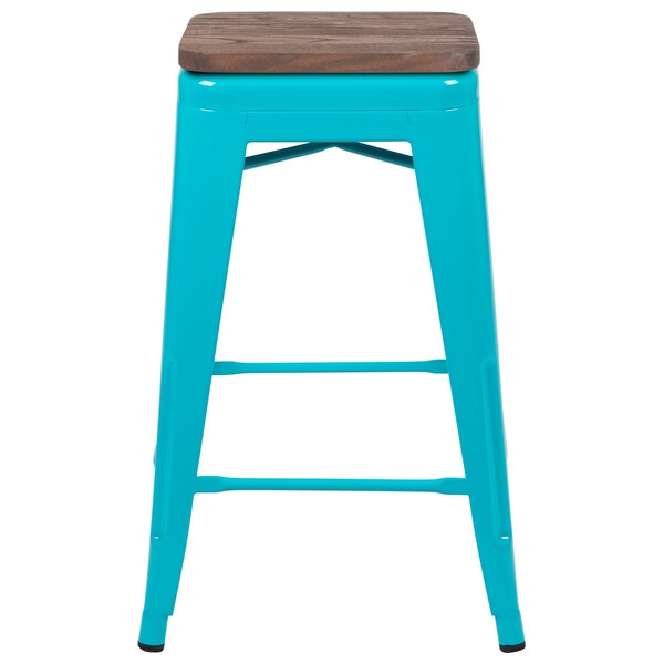Flash Furniture 24" High Metal Indoor Counter Stool, Teal, PK4 - 4-ET-31320W-24-TL-R-GG