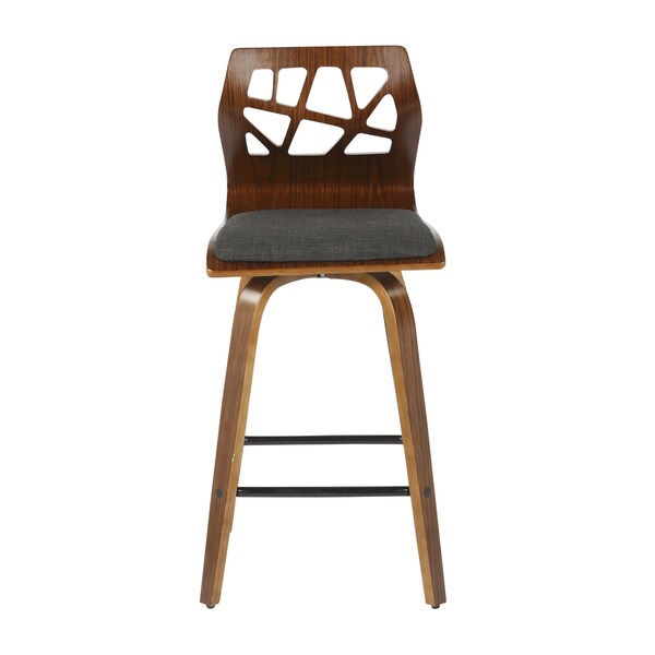 Lumisource Folia Counter Stool in Walnut Wood and Charcoal Fabric, PK 2 - B26-FOLIAX WLCHAR2