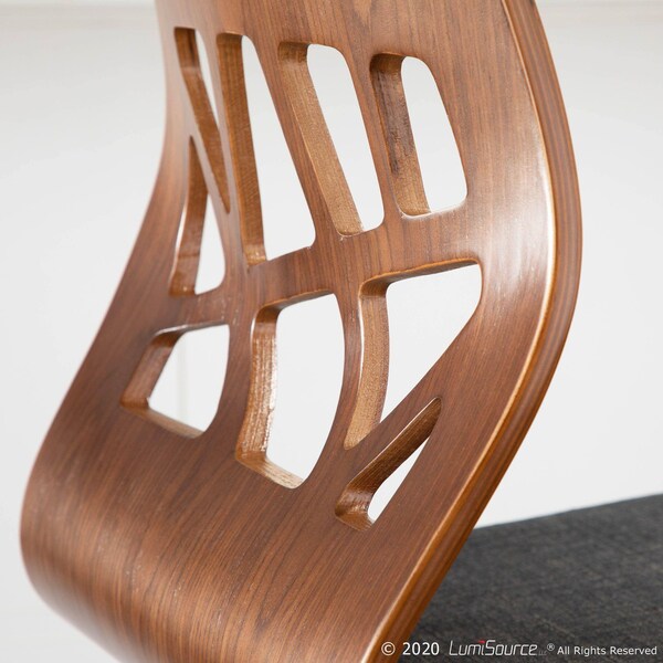 Lumisource Folia Counter Stool in Walnut Wood and Charcoal Fabric, PK 2 - B26-FOLIAX WLCHAR2